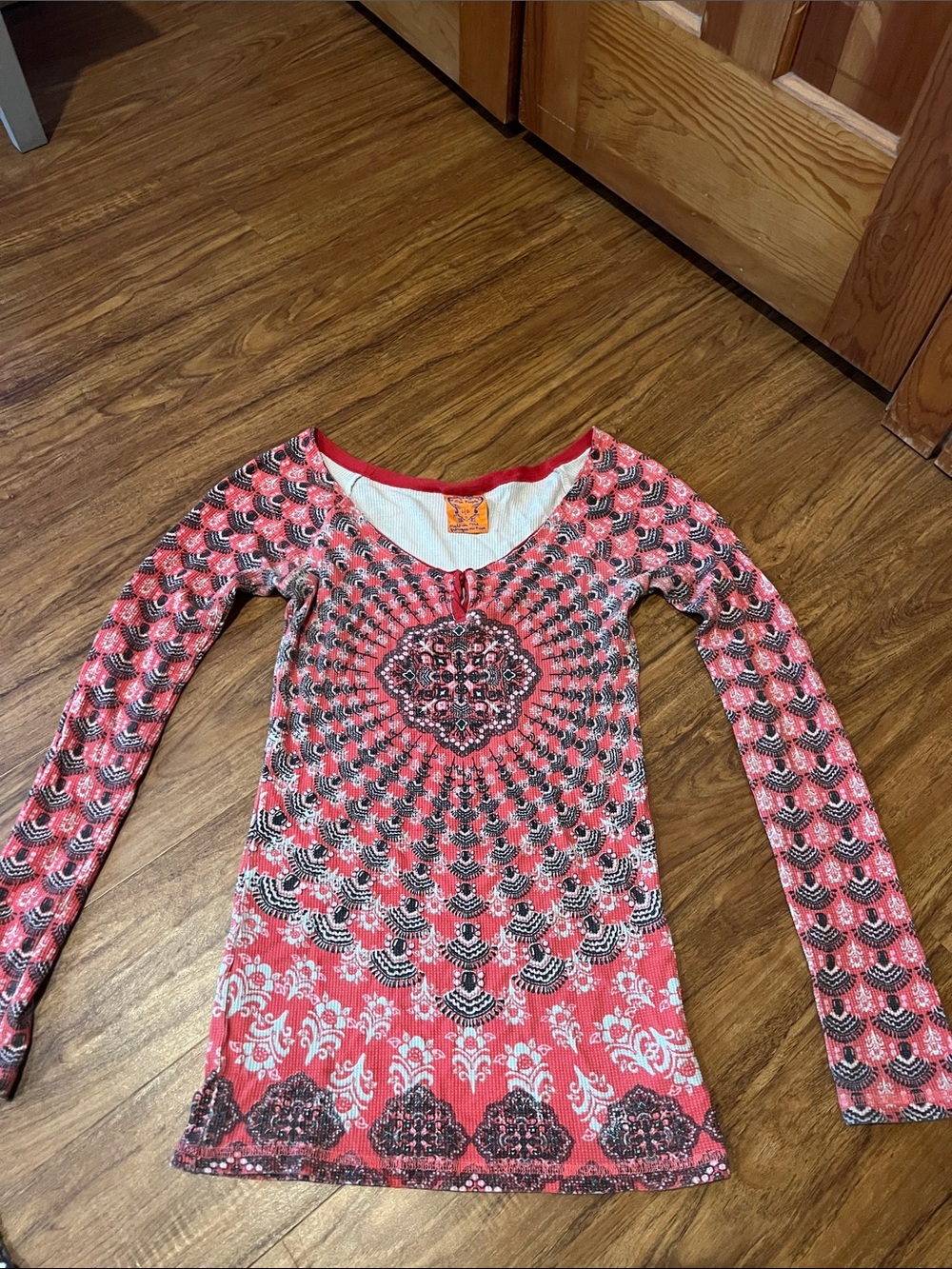 Vintage Free People Printed Scoop Neck Top